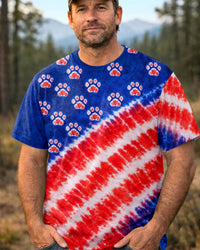 PAW PRINT RED WHITE & BLUE SWIRL ALL OVER PRINT - TLHN3103262