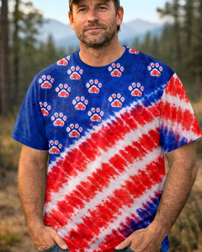PAW PRINT RED WHITE & BLUE SWIRL ALL OVER PRINT - TLHN3103262