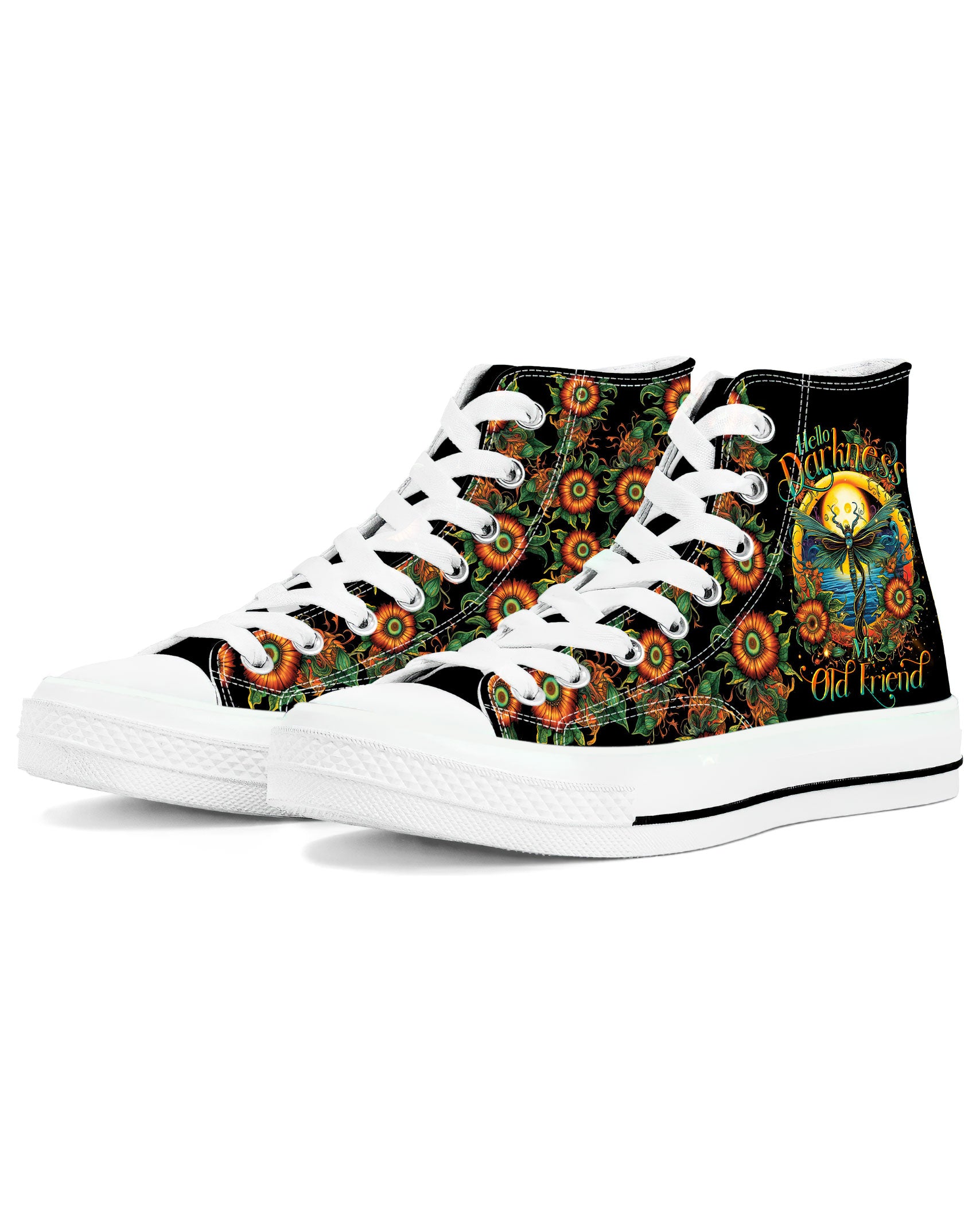 HELLO DARKNESS MY OLD FRIEND DRAGONFLY HIGH TOP CANVAS SHOES - TLTR1007233