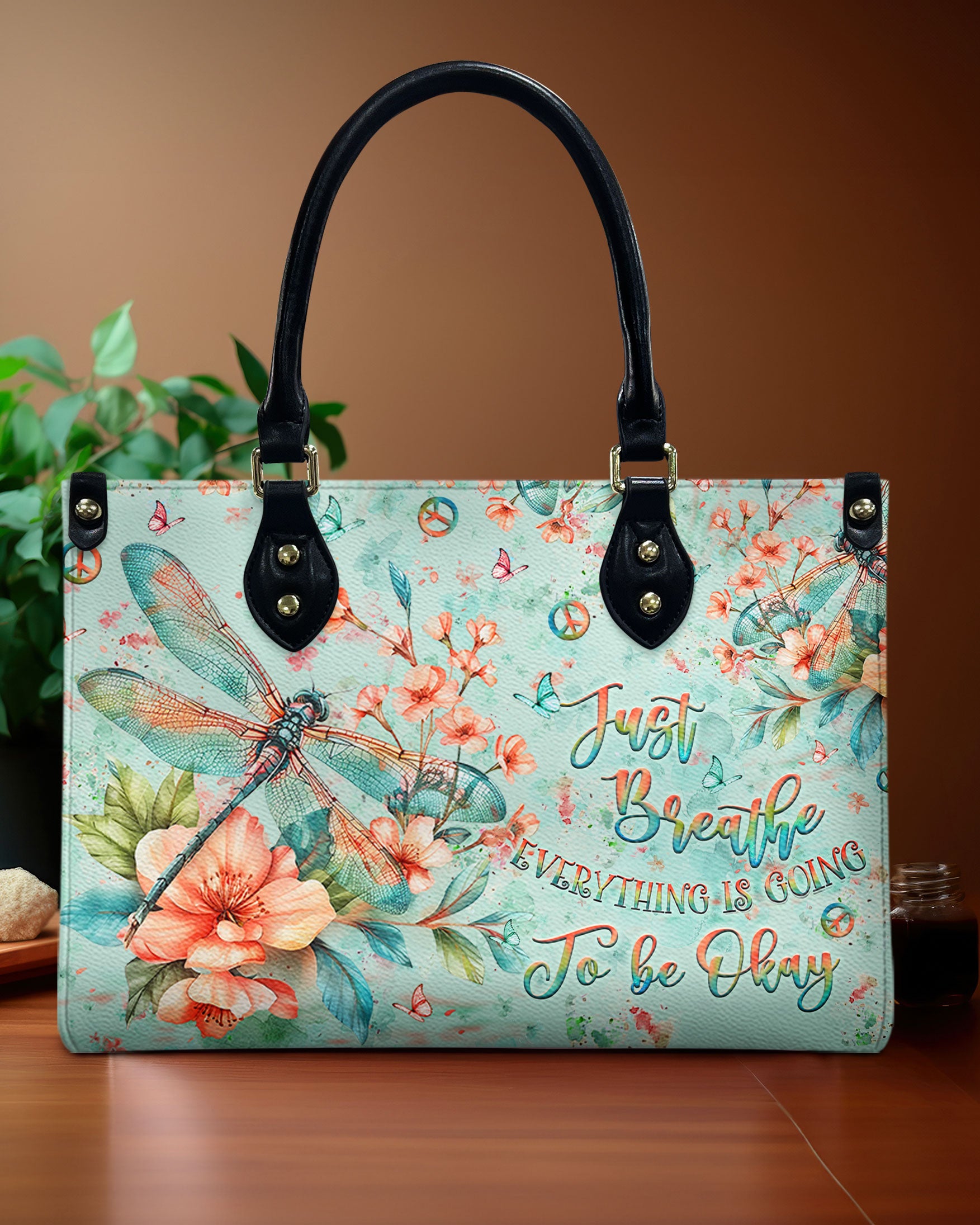 JUST BREATHE DRAGONFLY LEATHER HANDBAG - YHLT0711244