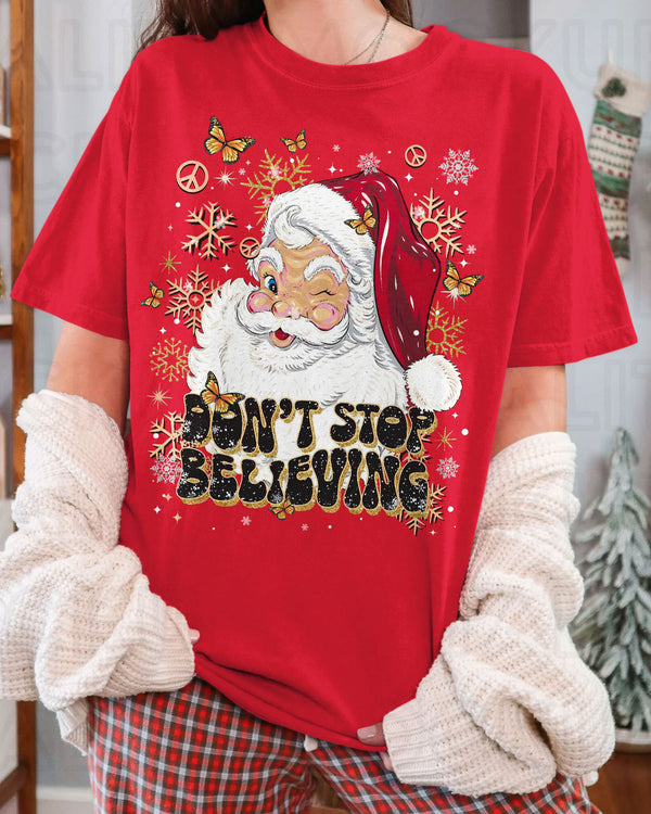 DON'T STOP BELIEVING CHRISTMAS COTTON SHIRT - TLTR08112411