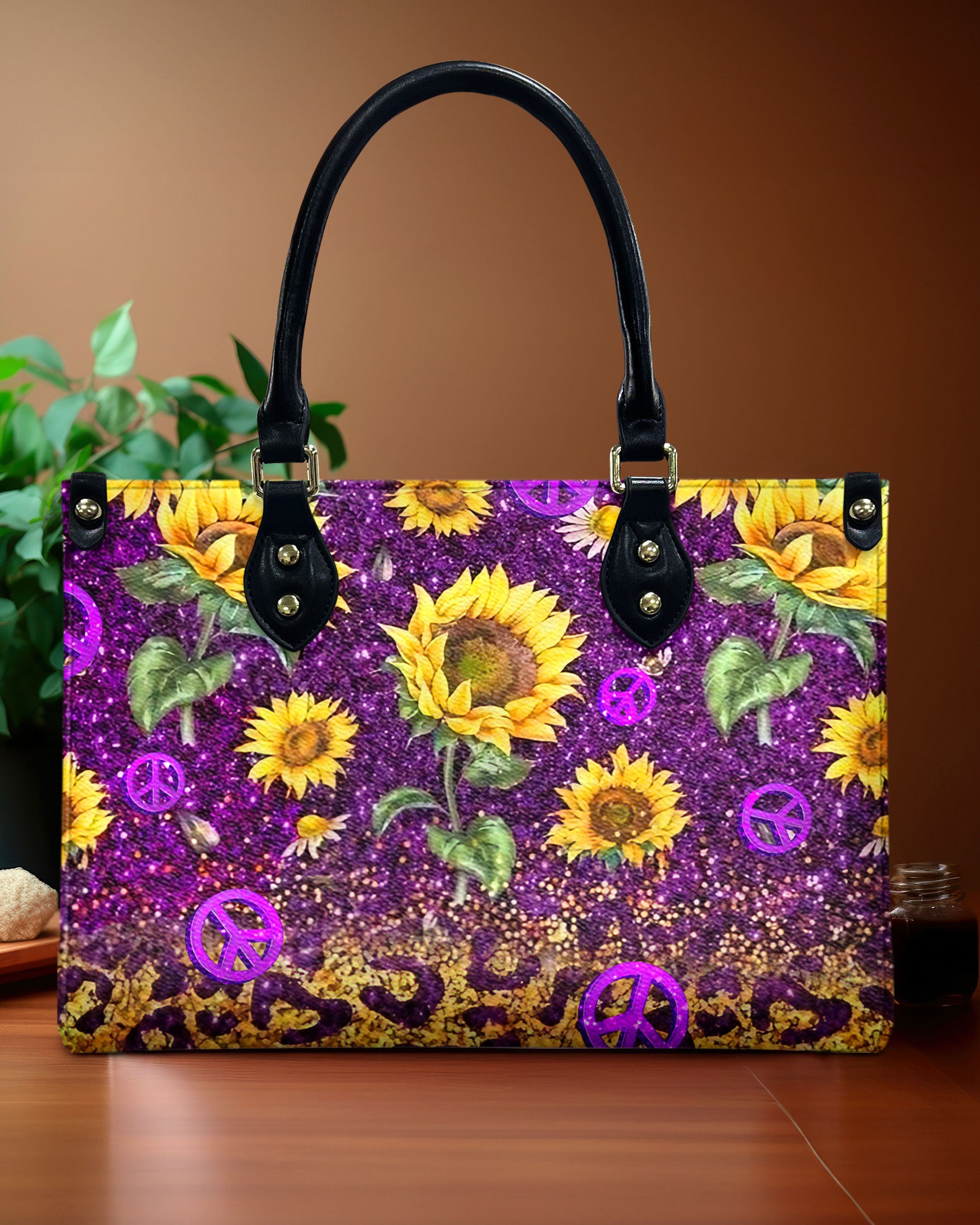 SUNFLOWER LEAOPARD LEATHER HANDBAG - YHLT1511244