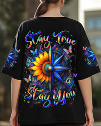 STAY TRUE STAY YOU COMPASS SUNFLOWER ALL OVER PRINT - YHLN2804253