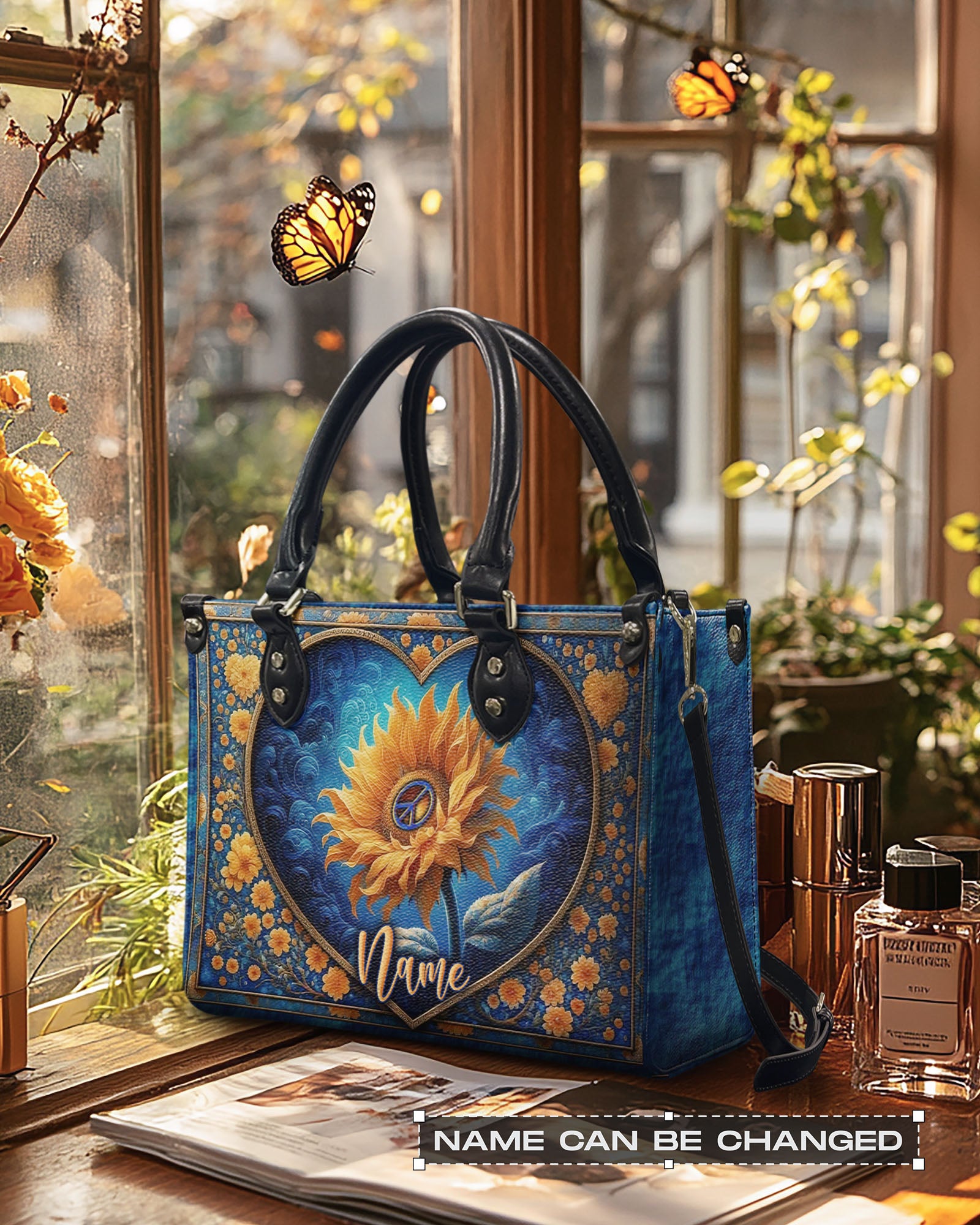 PEACE SUNFLOWER LEATHER HANDBAG - YHLN1303254