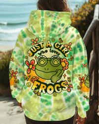 JUST A GIRL WHO LOVES FROGS TIE DYE ALL OVER PRINT - TLNT1008245