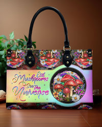 EAT MUSHROOMS SEE THE UNIVERSE LEATHER HANDBAG - TLNT0306254