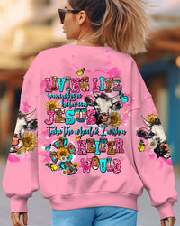 LIVING LIFE SOMEWHERE BETWEEN JESUS COW ALL OVER PRINT - TLTW1109231