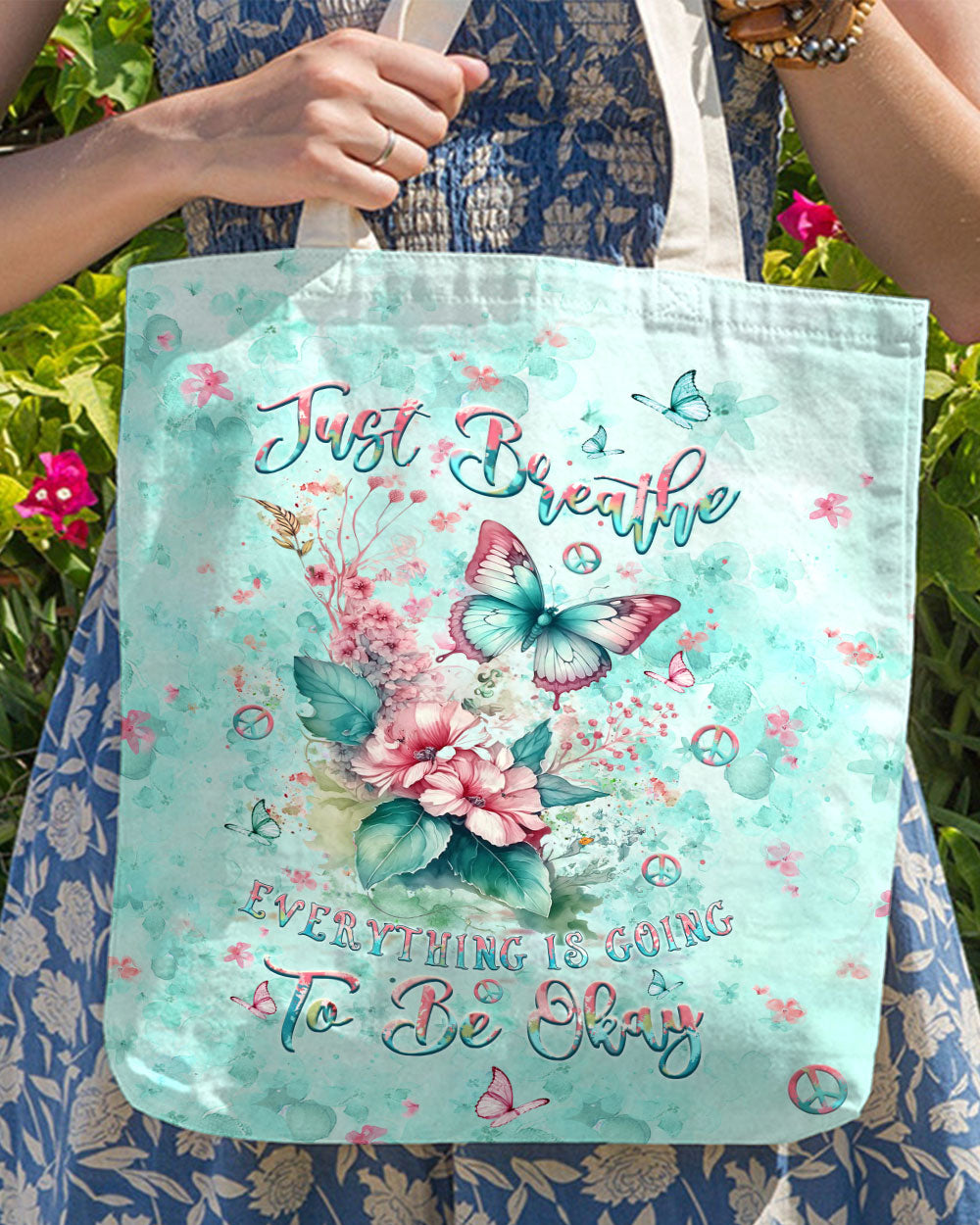 JUST BREATHE BUTTERFLY TOTE BAG - YHLT0907245