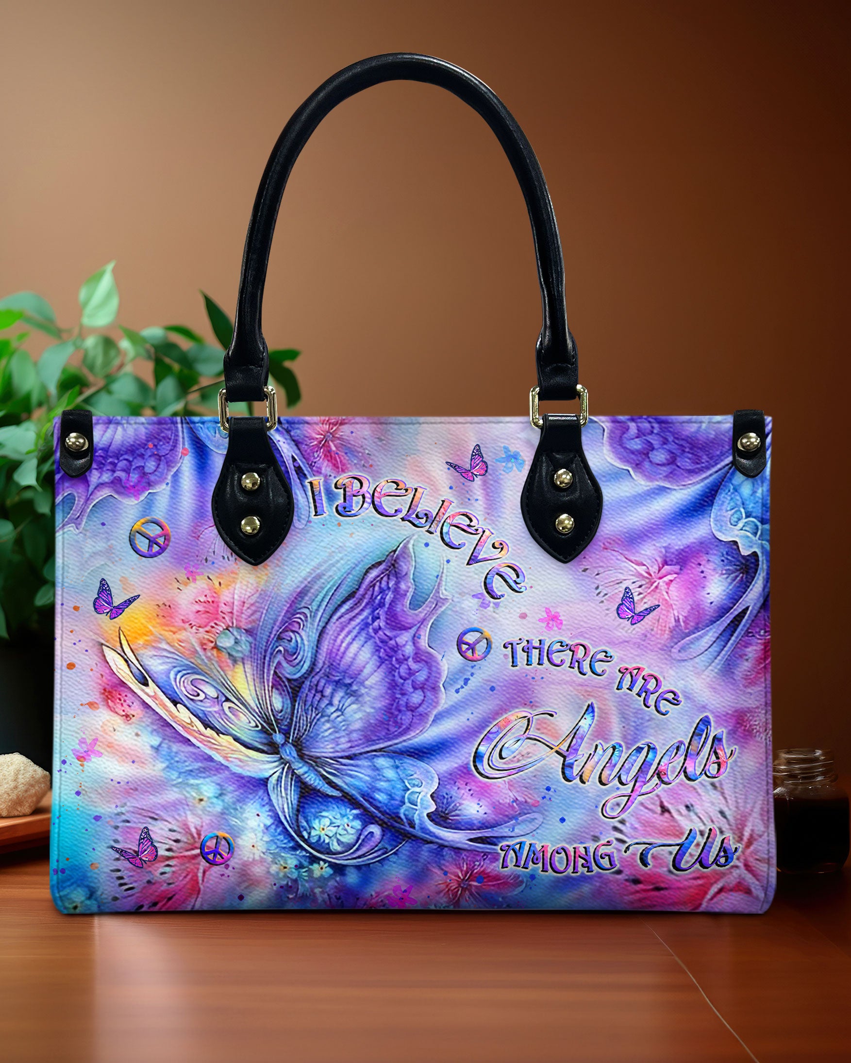 I BELIEVE THERE ARE ANGELS AMONG US LEATHER HANDBAG - YHLT1909244