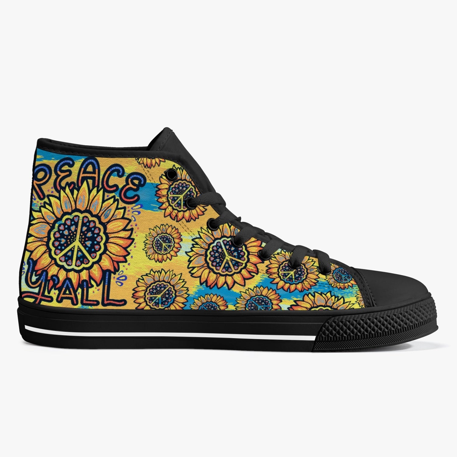 PEACE Y'ALL TIE DYE HIGH TOP CANVAS SHOES - TLTR0606234