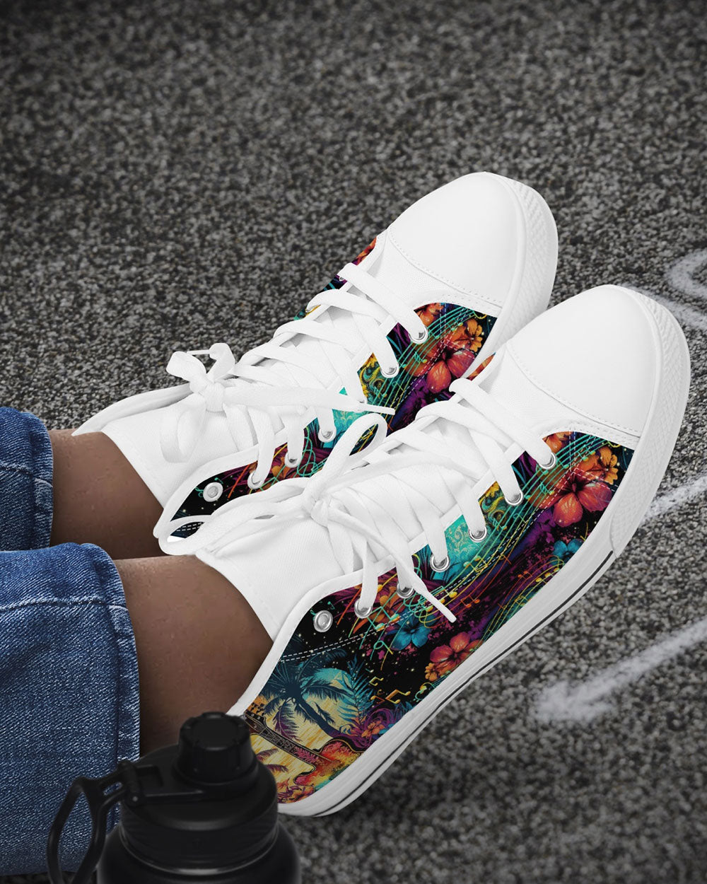 FIND ME WHERE THE MUSIC MEETS THE OCEAN GUITAR HIGH TOP CANVAS SHOES - TLNO1305232