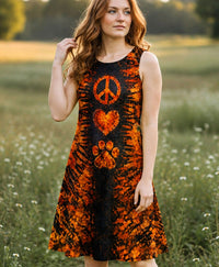 PEACE LOVE PAW PRINT VINTAGE SWIRL FLOUNCE DRESS  - TLHN0508265