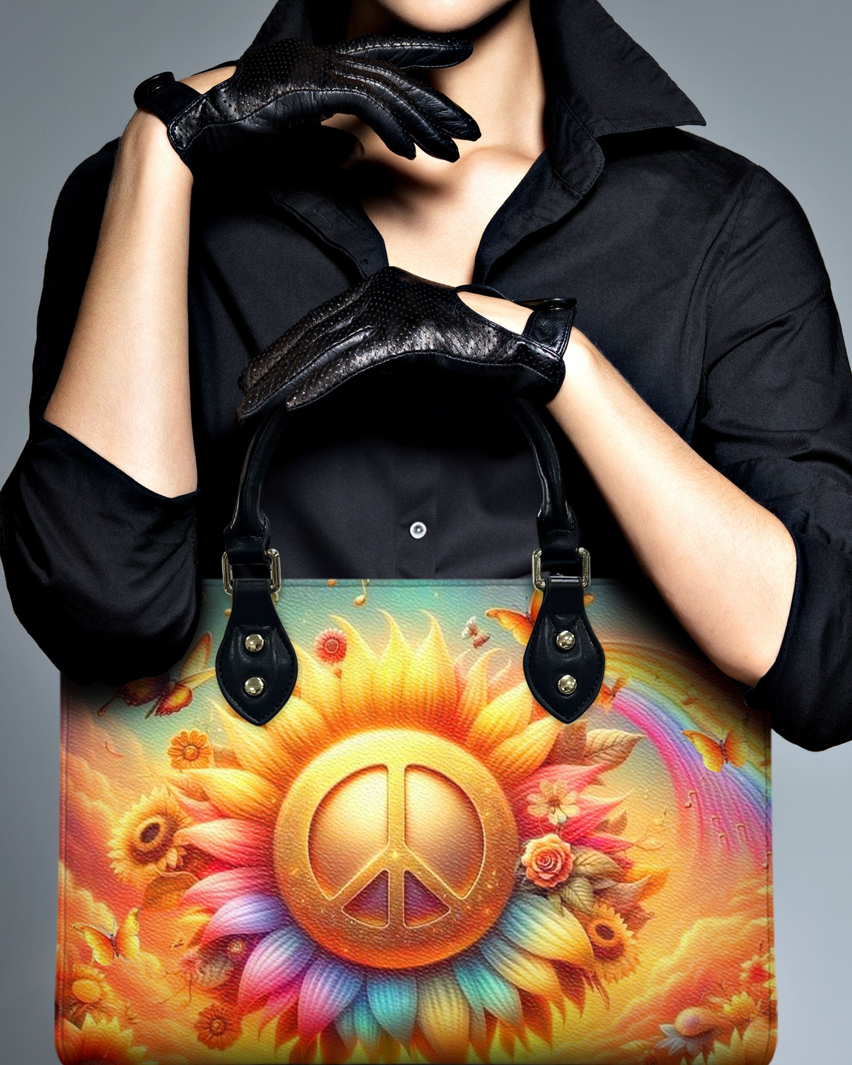 PEACE SUNFLOWER LEATHER HANDBAG - YHHN2512245