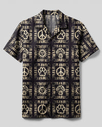 MIDNIGHT PEACE MOSAIC PAW PRINT CAMP SHIRT - TLHN1008262