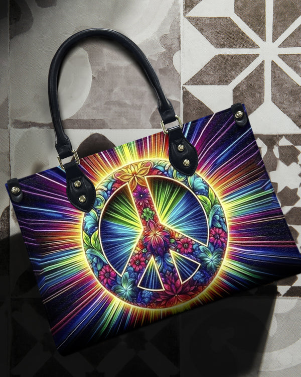 COLORFUL PEACE SYMBOL LEATHER HANDBAG - YHHN3012244