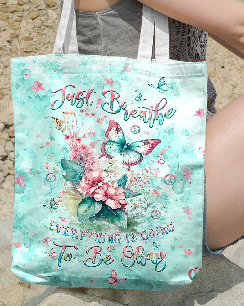 JUST BREATHE BUTTERFLY TOTE BAG - YHLT0907245