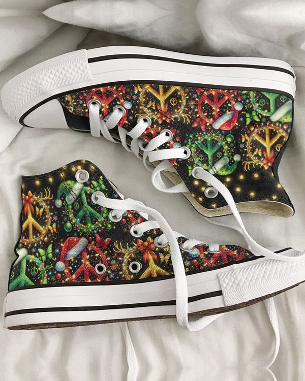 HOHOHO PEACE CHRISTMAS HIGH TOP CANVAS SHOES - TYTM2310236