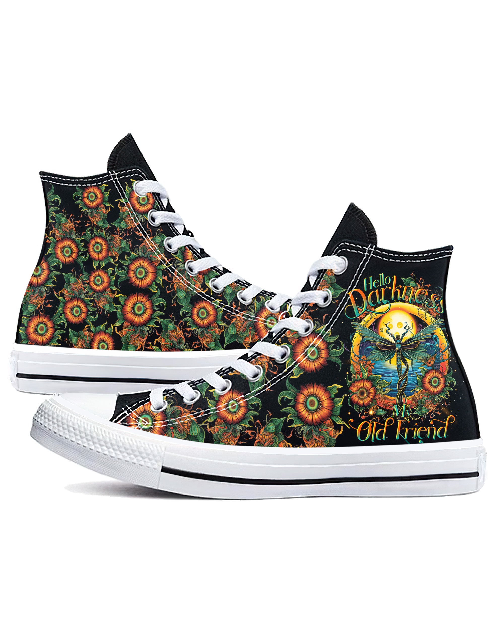 HELLO DARKNESS MY OLD FRIEND DRAGONFLY HIGH TOP CANVAS SHOES - TLTR1007233