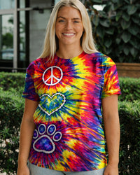 PEACE LOVE PAW PRINT COLORFUL SWIRL ALL OVER PRINT - TLNT3003262