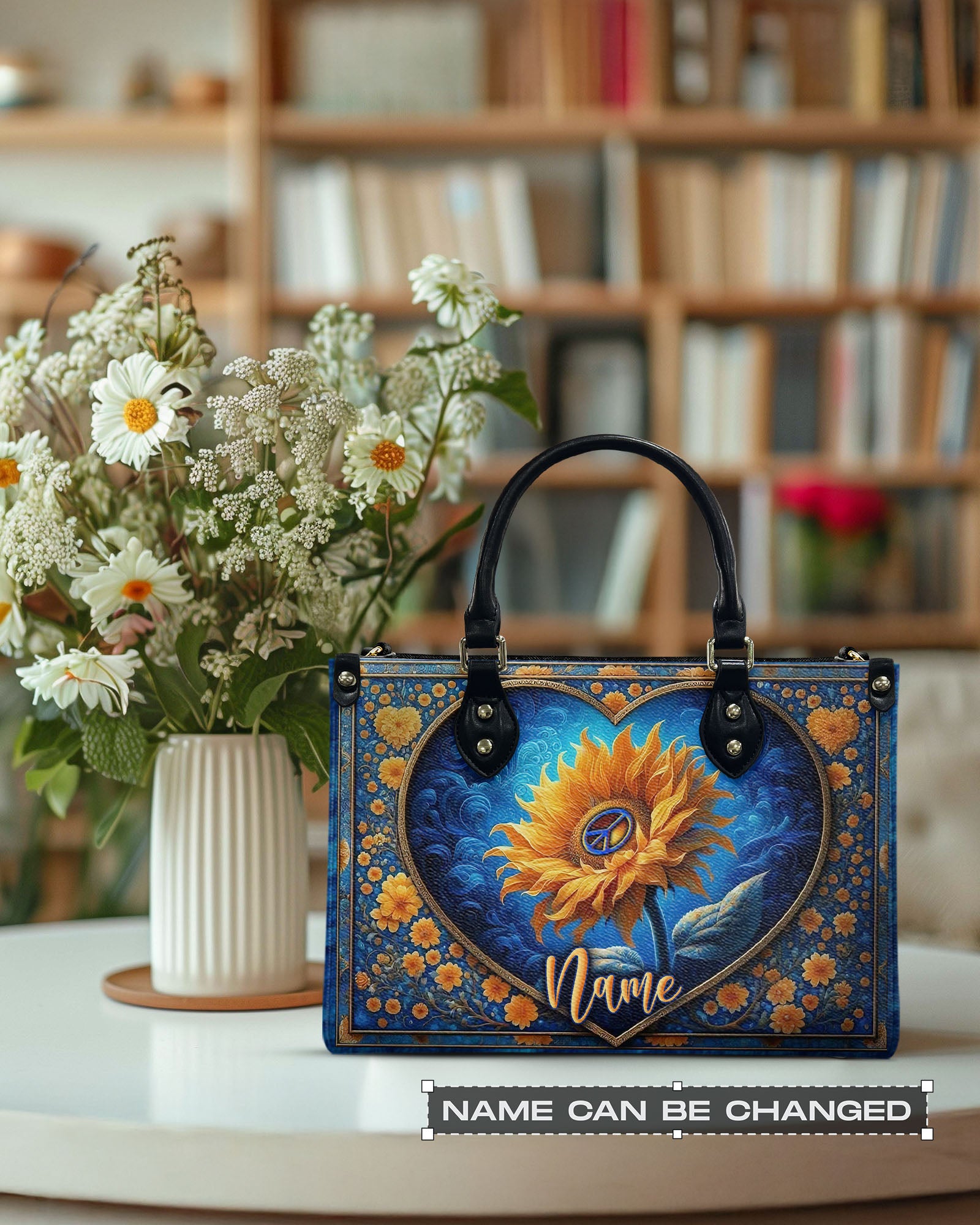 PEACE SUNFLOWER LEATHER HANDBAG - YHLN1303254