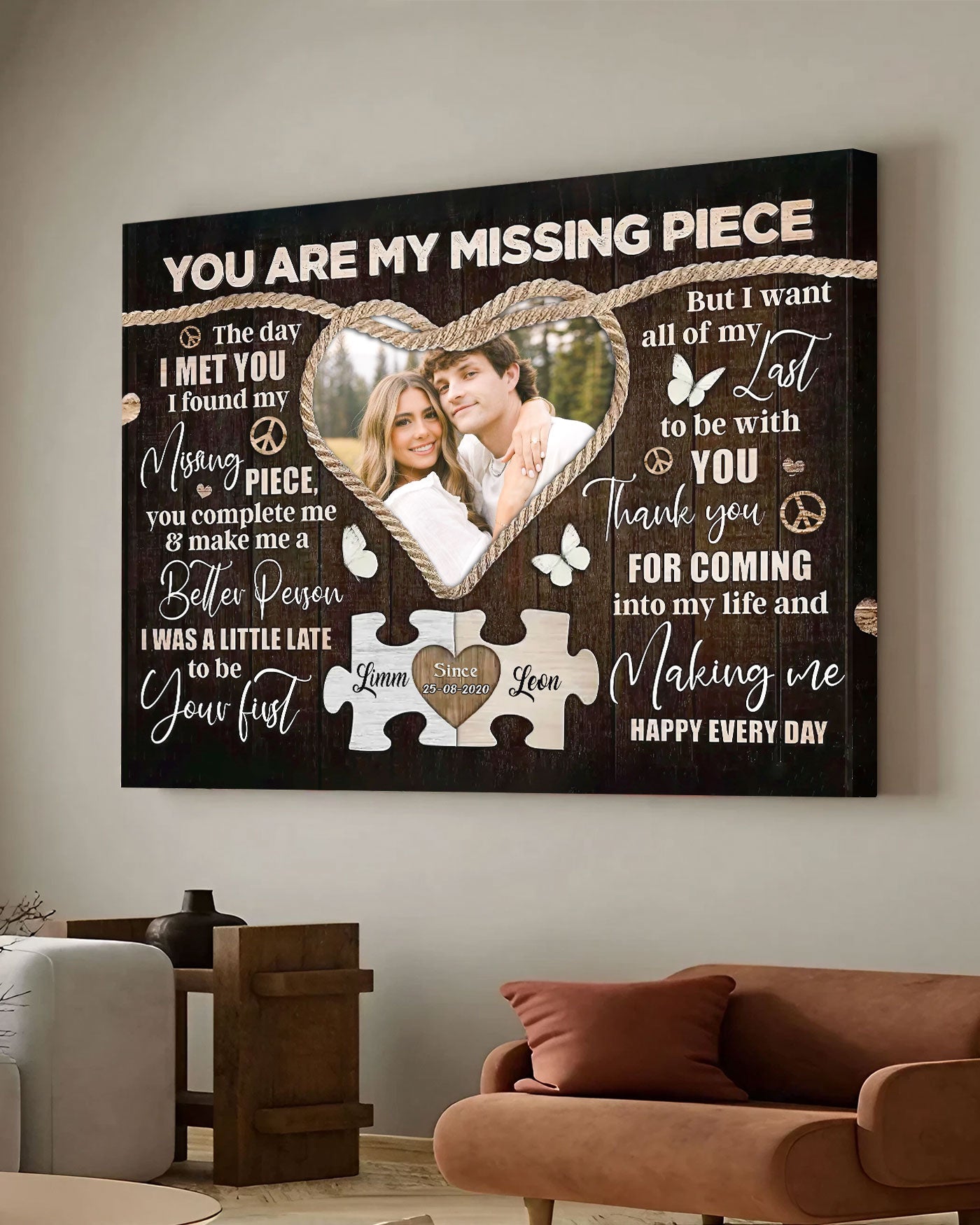 PERSONALIZED YOU ARE MY MISSING PIECE COUPLE CANVAS - YHLT0602252