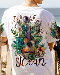 FIND ME WHERE THE MUSIC MEETS THE OCEAN GUITAR TROPICAL ALL OVER PRINT - TLNT0706231