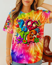 PEACE LOVE TIE DYE ALL OVER PRINT - TLTR1404254