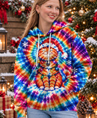 RAINBOW GLOW CHRISTMAS CAT ALL OVER PRINT - YHHN0910264