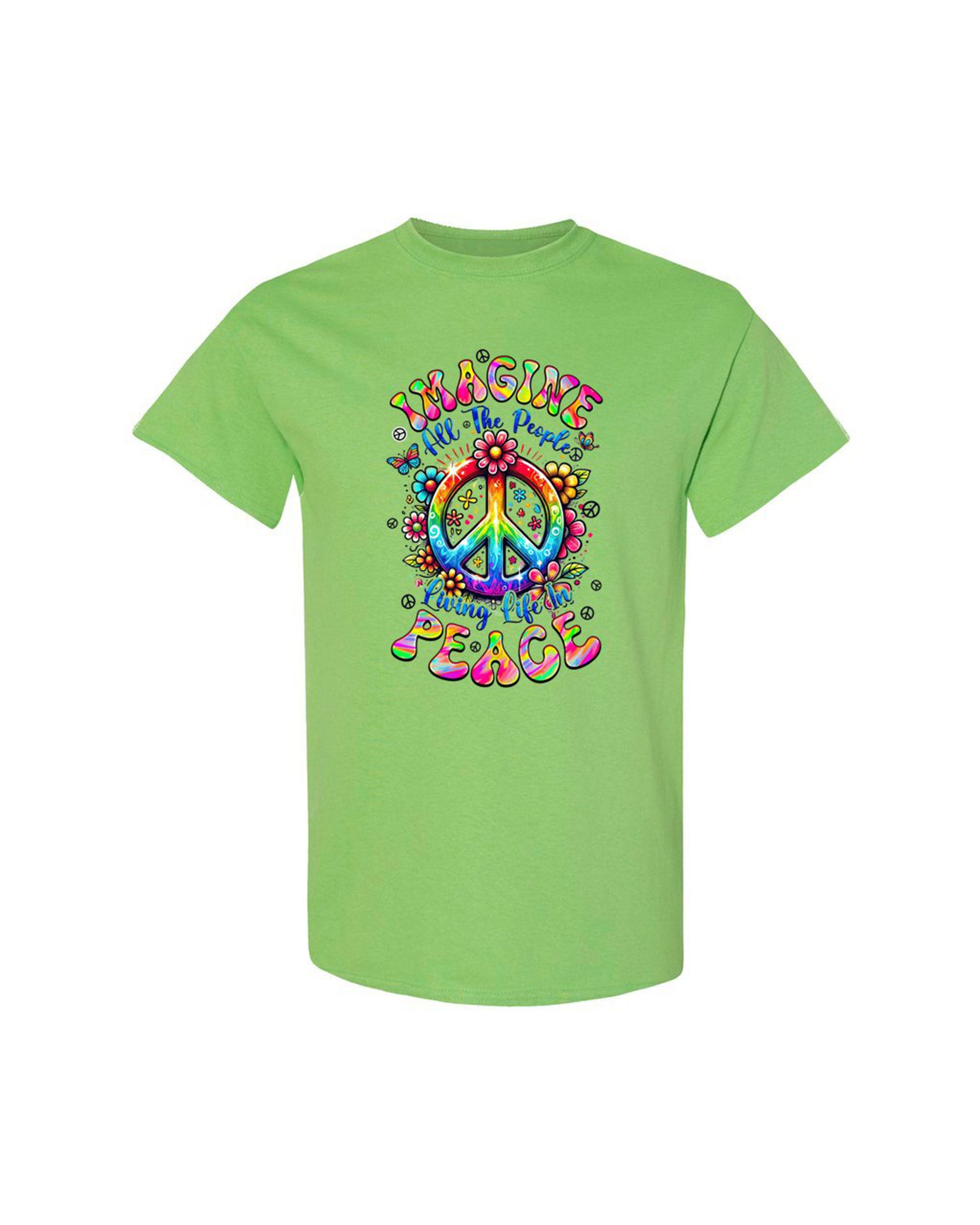 IMAGINE ALL THE PEOPLE LIVING LIFE IN PEACE TIE DYE COTTON SHIRT - TYQY1504257