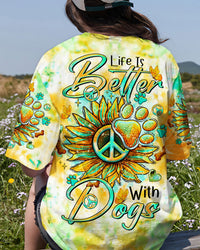 LIFE IS BETTER WITH DOGS SUNFLOWER ALL OVER PRINT - TLTR1906242