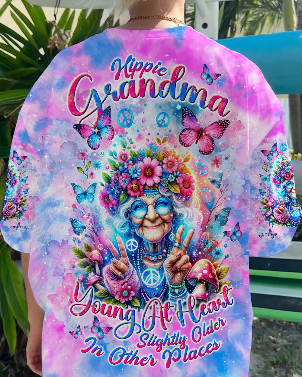 HIPPIE GRANDMA YOUNG AT HEART TIE DYE ALL OVER PRINT - TLNT3001241