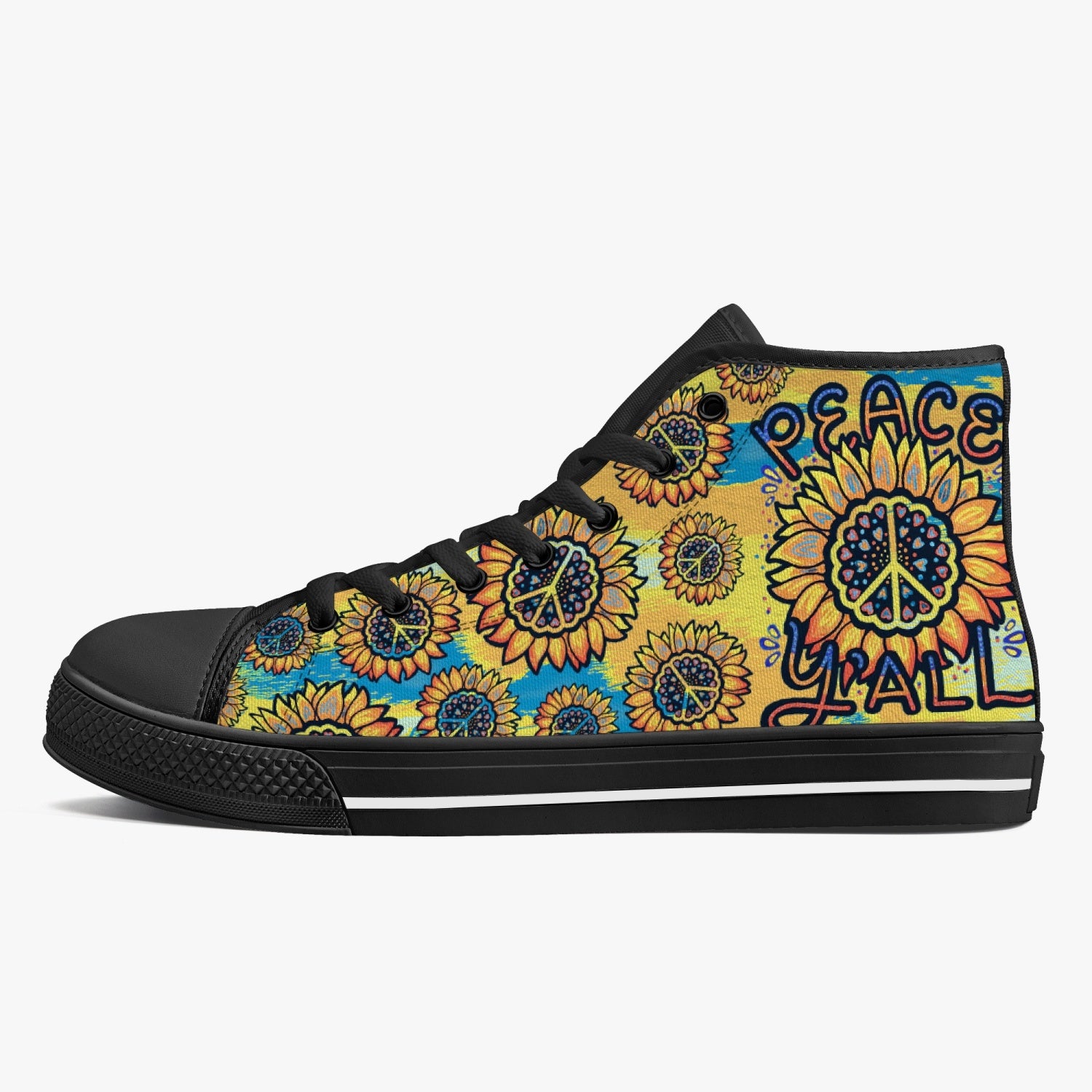 PEACE Y'ALL TIE DYE HIGH TOP CANVAS SHOES - TLTR0606234