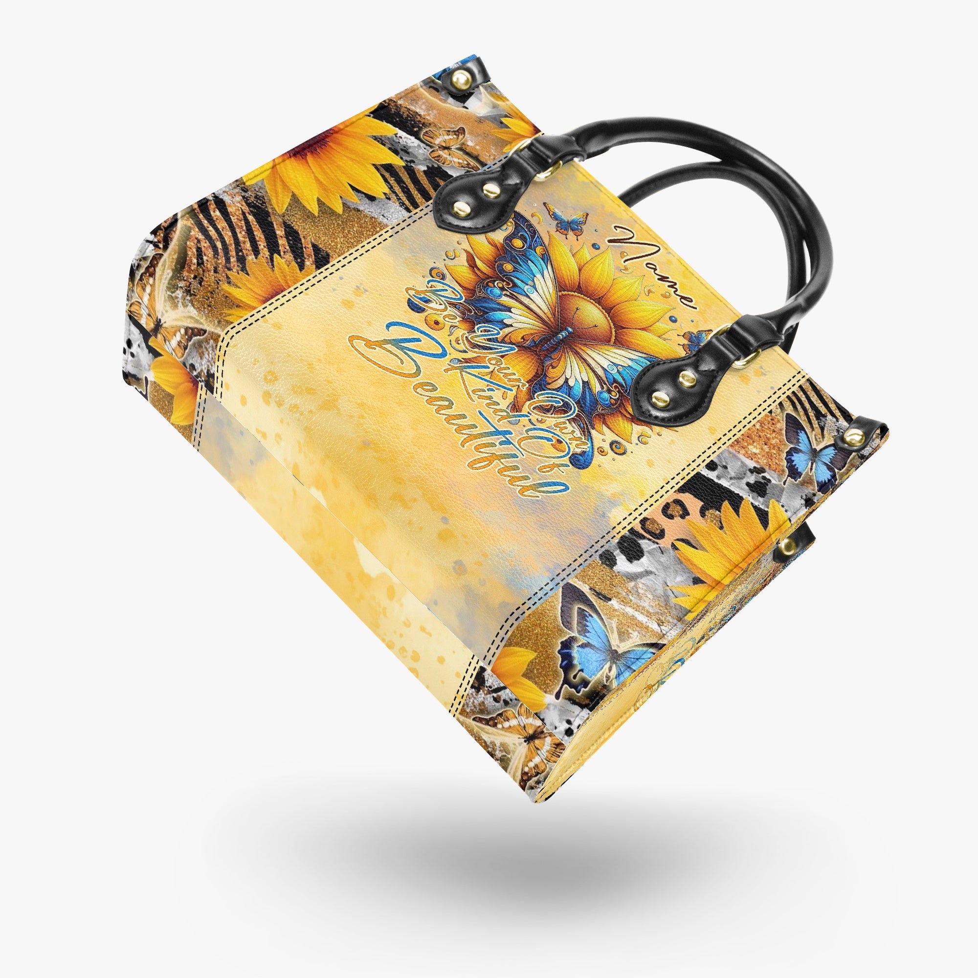 BE YOUR OWN KIND OF BEAUTIFUL BUTTERFLY SUNFLOWER LEATHER HANDBAG - TLNZ2603241