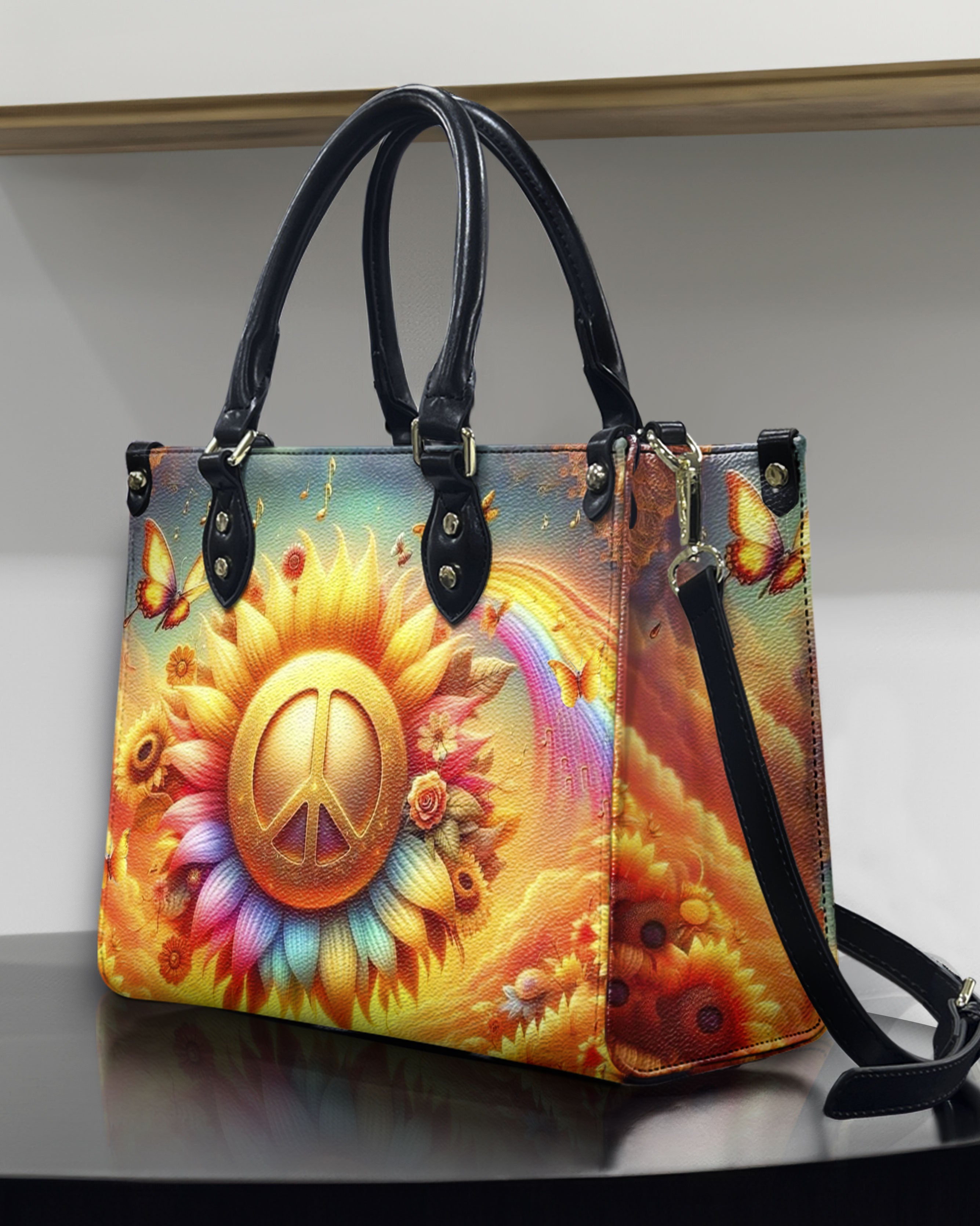 PEACE SUNFLOWER LEATHER HANDBAG - YHHN2512245