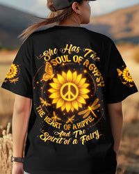 JUST BREATHE DRAGONFLY SUNFLOWER ALL OVER PRINT  - TLTW2205253