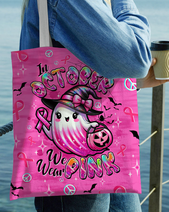 IN OCTOBER WE WEAR PINK BOO BREAST CANCER TOTE BAG  - TLTW1208254