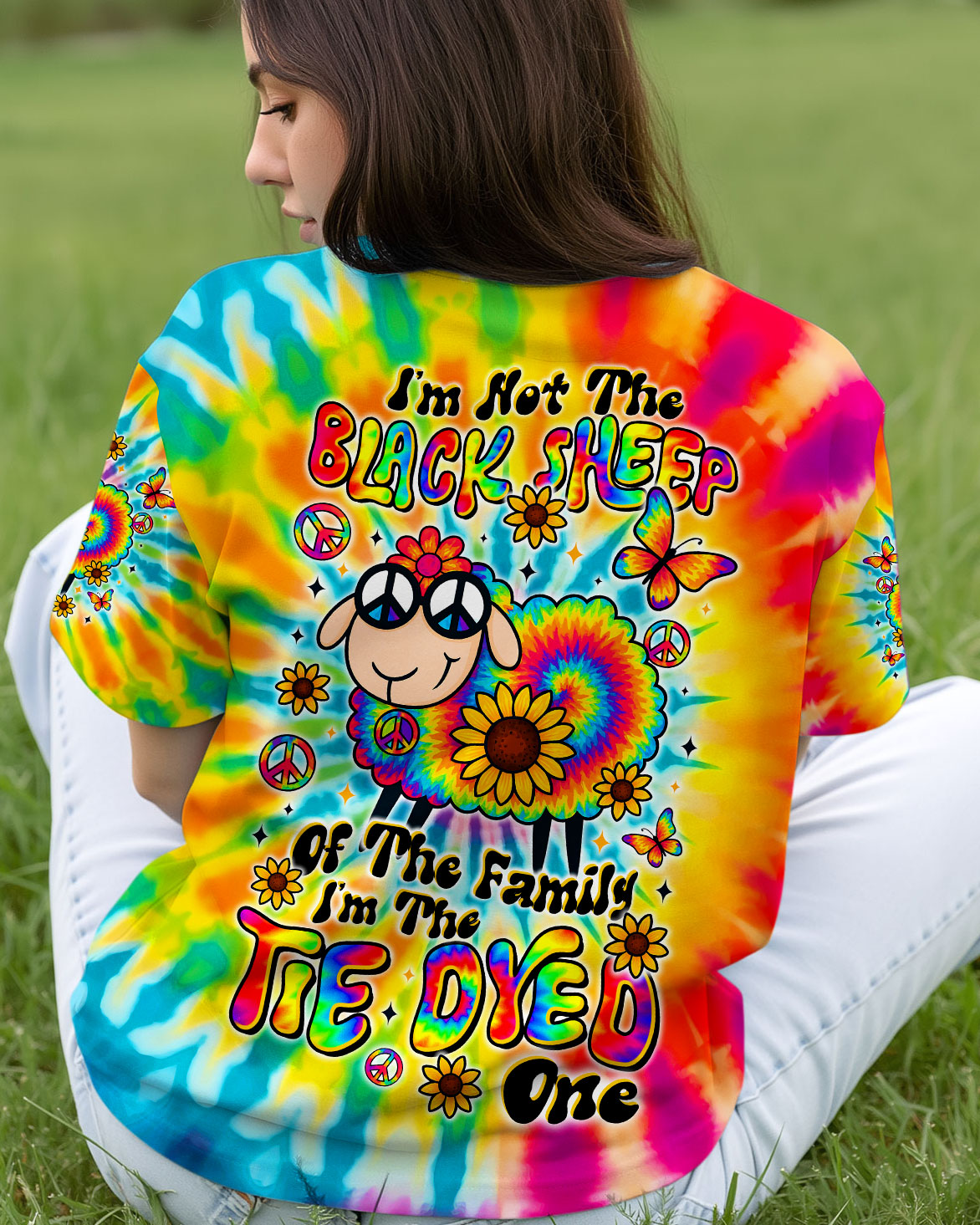 I'M NOT THE BLACK SHEEP SUNFLOWER TIE DYE ALL OVER PRINT  - TLTR1209253