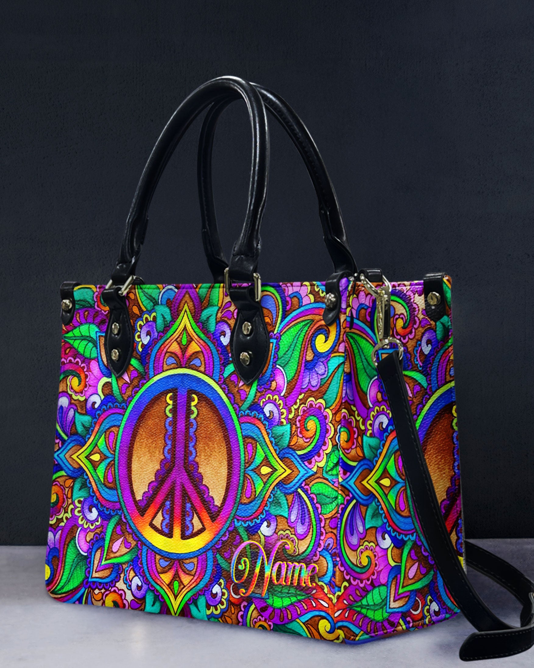 COLORFUL PEACE HIPPIE LEATHER HANDBAG - YHLT0912245