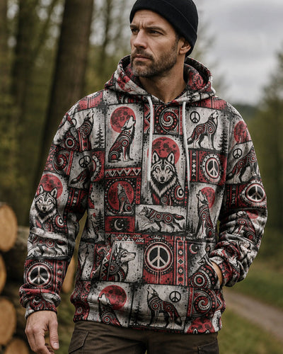 BLOOD MOON WOLF TRIBAL PATCHWORK ALL OVER PRINT - TLTW0909261