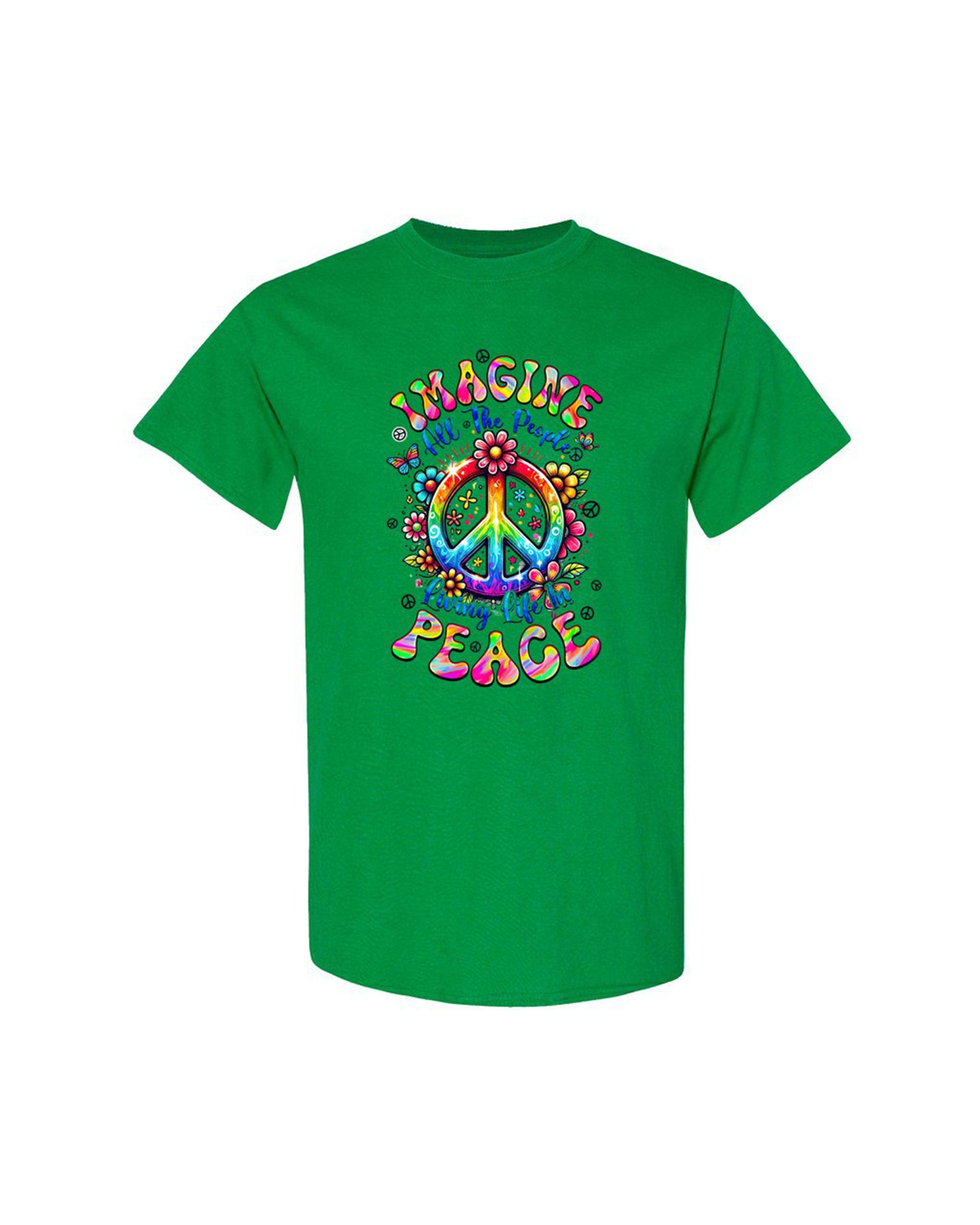 IMAGINE ALL THE PEOPLE LIVING LIFE IN PEACE TIE DYE COTTON SHIRT - TYQY1504257