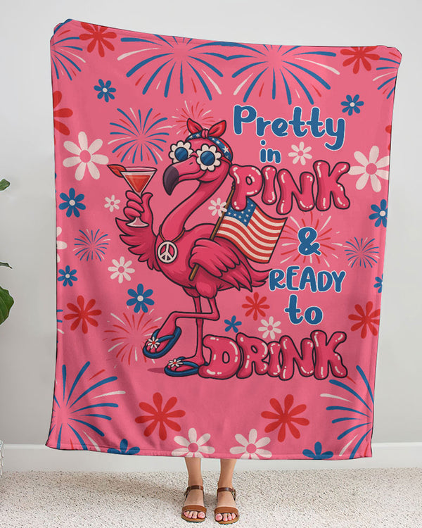 PRETTY IN PINK FLAMINGO FLEECE BLANKET - TYQY1305257