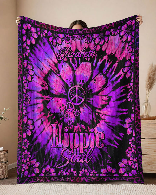 PERSONALIZED HIPPIE SOUL DAISY TIE DYE  FLEECE BLANKET  - TLTW2602253