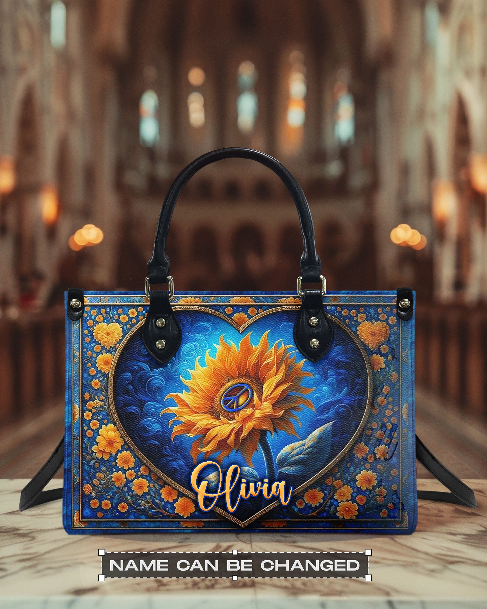 PEACE SUNFLOWER LEATHER HANDBAG - YHLN1303254