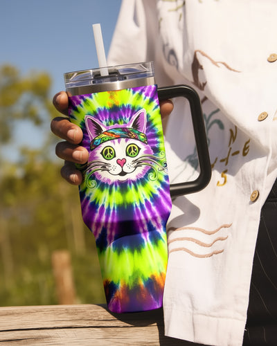 PURPLE GREEN SWIRL CAT TUMBLER - YHHG2101263