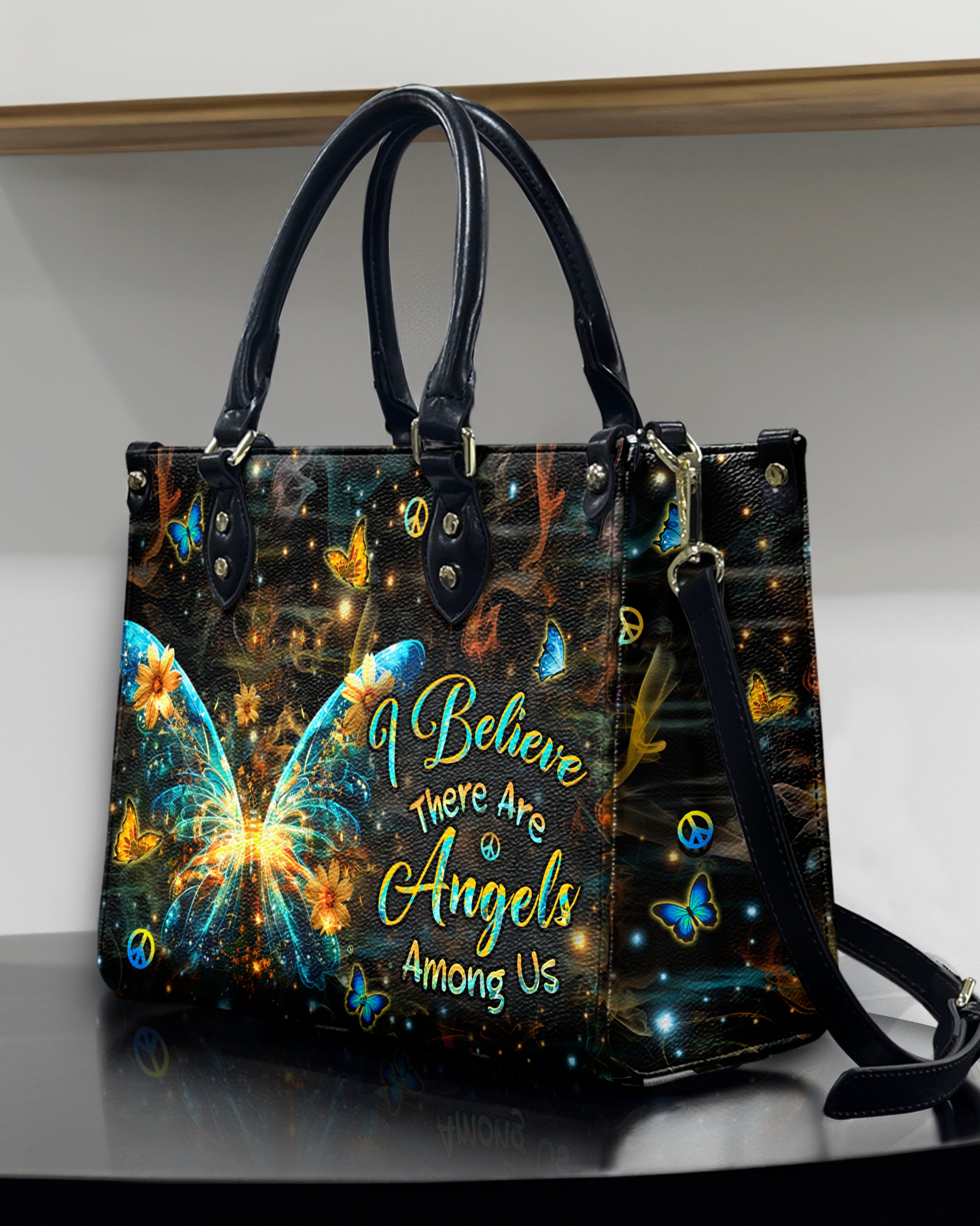 I BELIEVE THERE ARE ANGELS AMONG US LEATHER HANDBAG - YHHN2208241