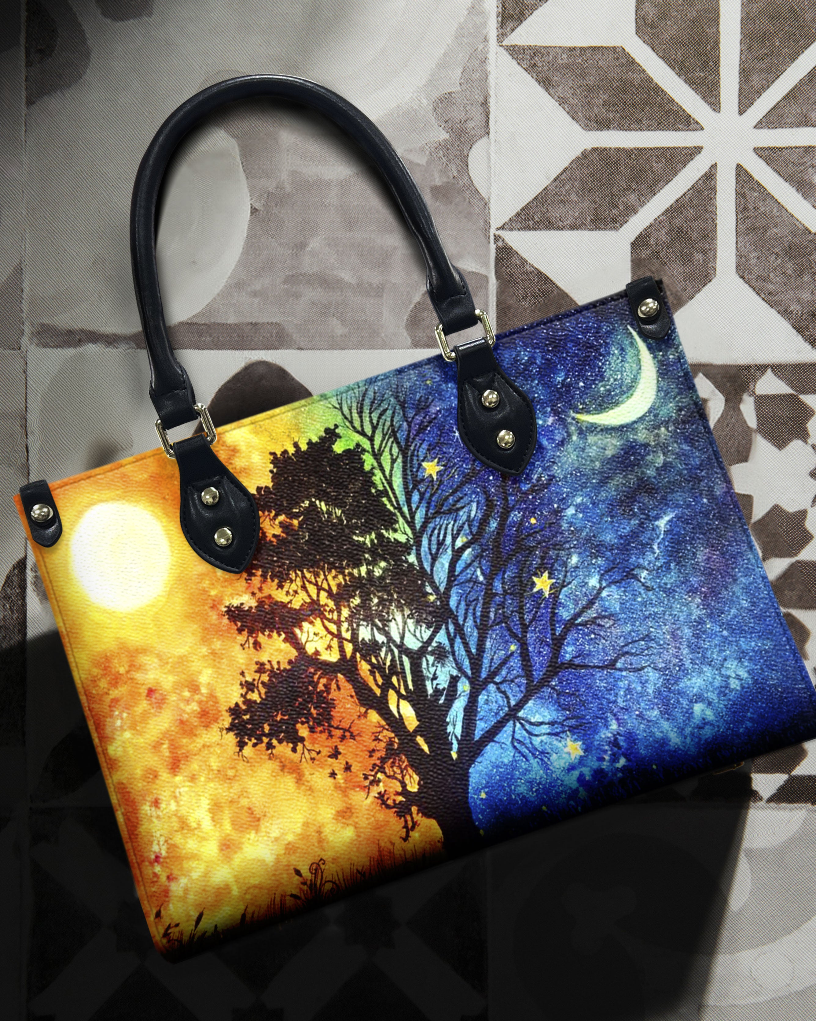 TREE OF LIFE SUN AND MOON LEATHER HANDBAG - YHHN2907244