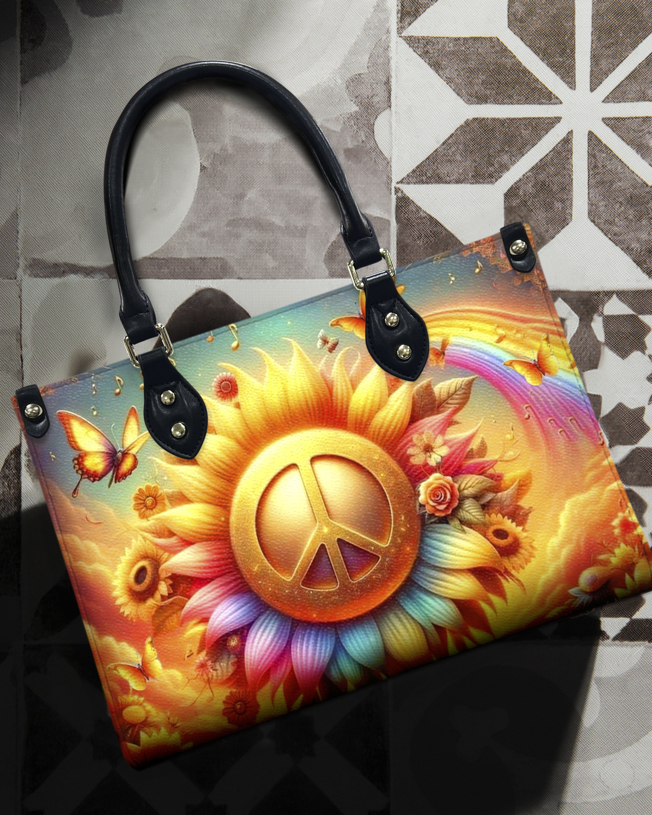 PEACE SUNFLOWER LEATHER HANDBAG - YHHN2512245