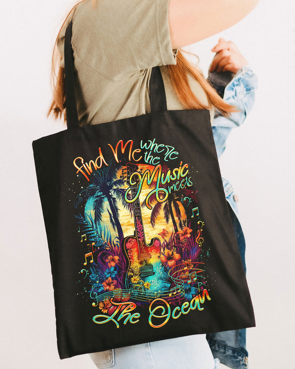 FIND ME WHERE THE MUSIC MEETS THE OCEAN GUITAR TOTE BAG  - TLNO1305232