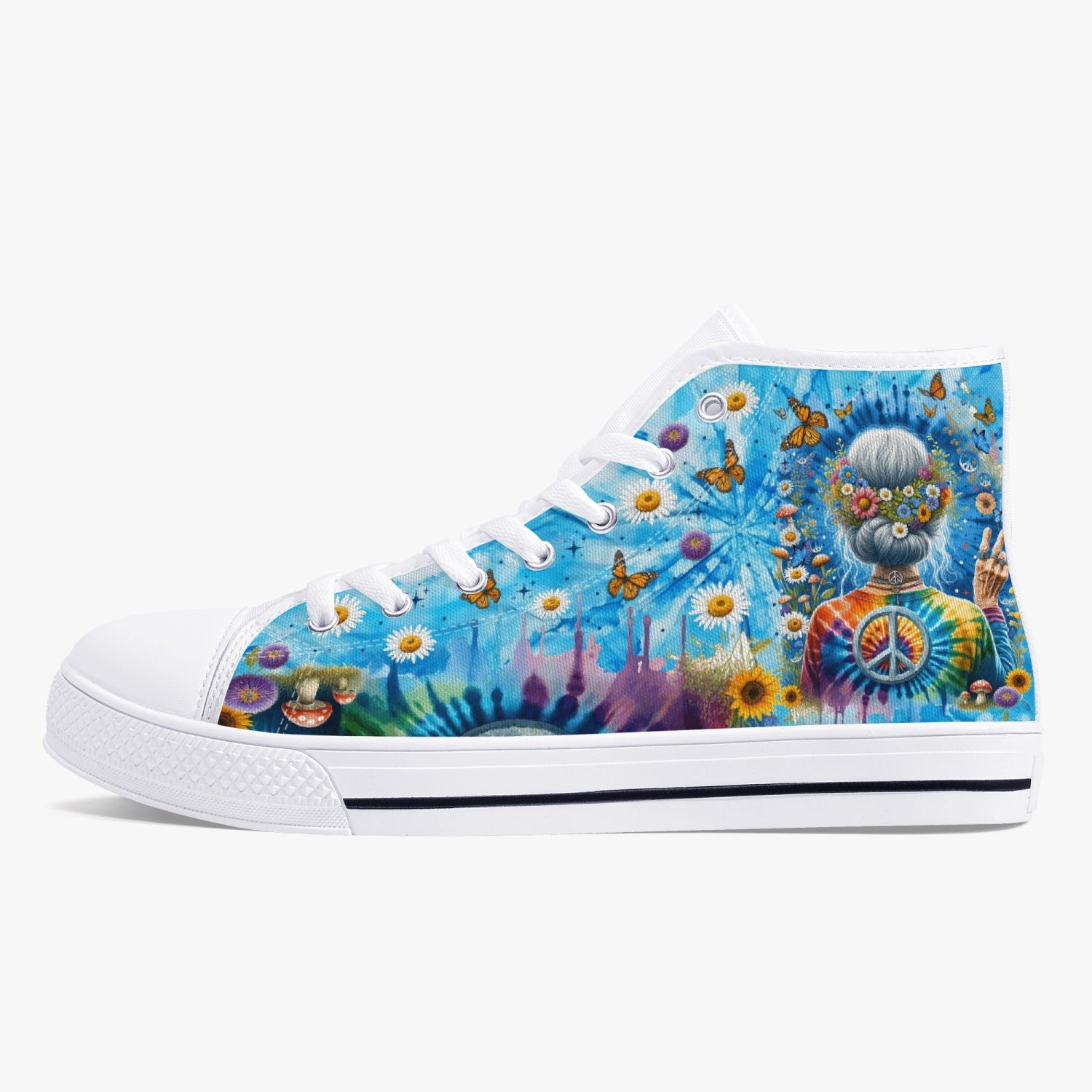 OLD HIPPIE TIE DYE HIGH TOP CANVAS SHOES - TYTM0512237