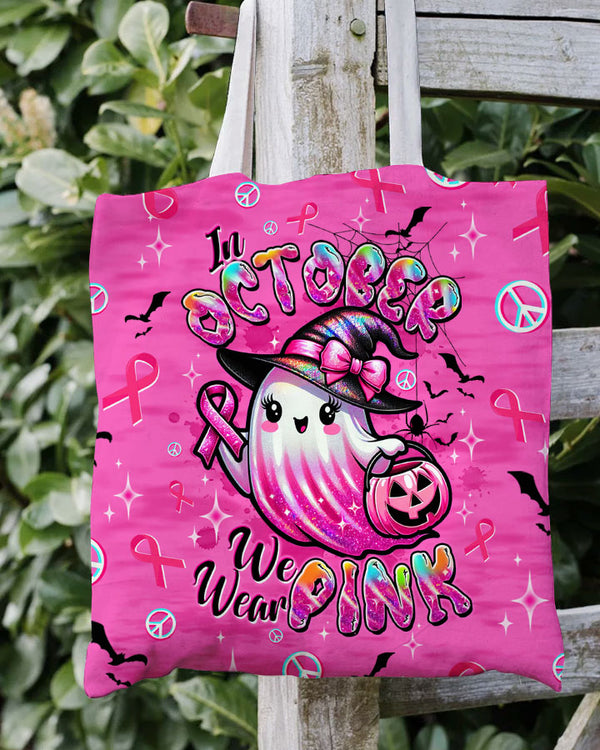 IN OCTOBER WE WEAR PINK BOO BREAST CANCER TOTE BAG  - TLTW1208254